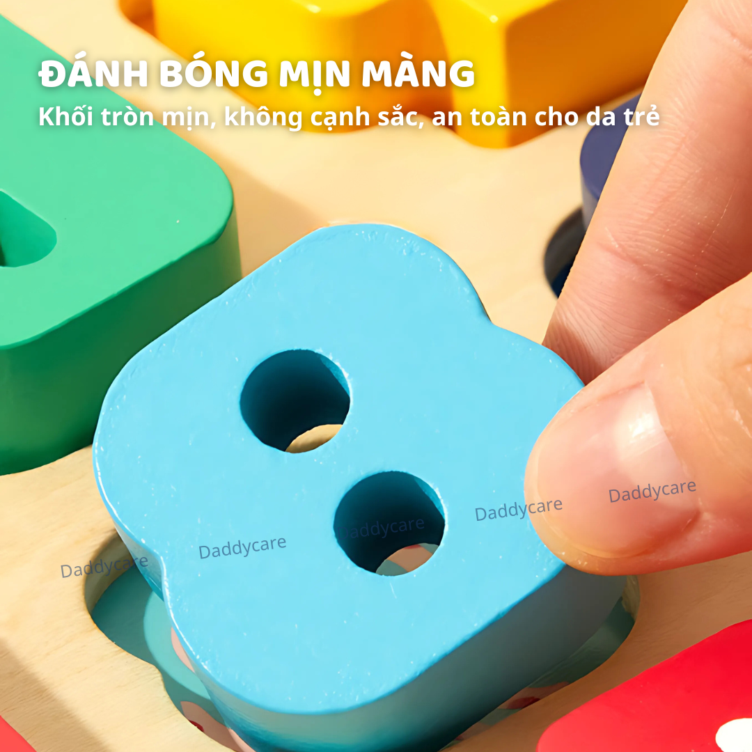 Bảng gỗ ghép hình cho bé học chữ cái và chữ số, đồ vật và thức ăn Mideer wooden peg puzzles