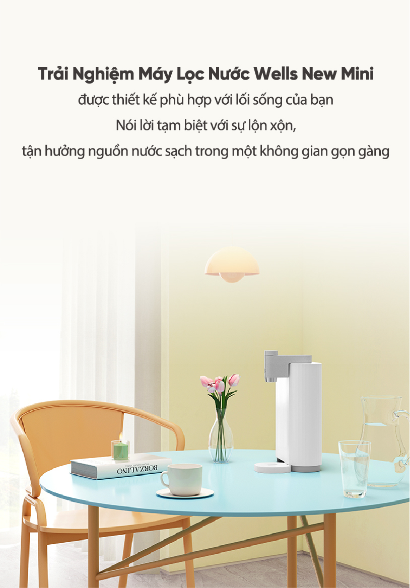 Máy Lọc Nước Wells New Mini, Thiết Kế Nhỏ Gọn, Tankless Không Bình Chứa, Lọc Đa Tầng, Không dùng điện - Hàng chính hãng