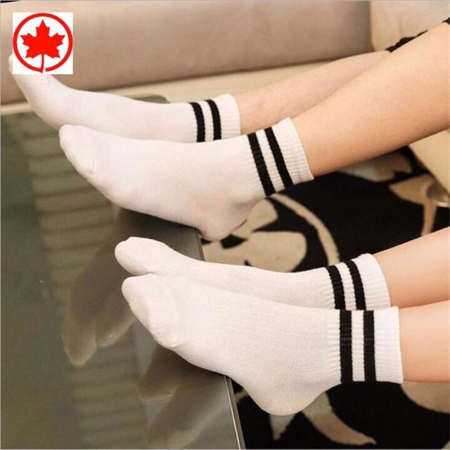 Tất cổ cao nam nữ thể thao phong cách Hàn Quốc, vớ nữ nam trắng đen chất liệu cotton mềm thoáng mát