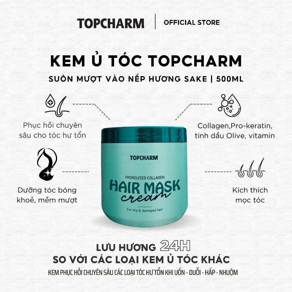 Kem Ủ Tóc Hương Sake TOPCHARM Suôn Mượt Vào Nếp, Kích Mọc Tóc Dày Hũ 500ml
