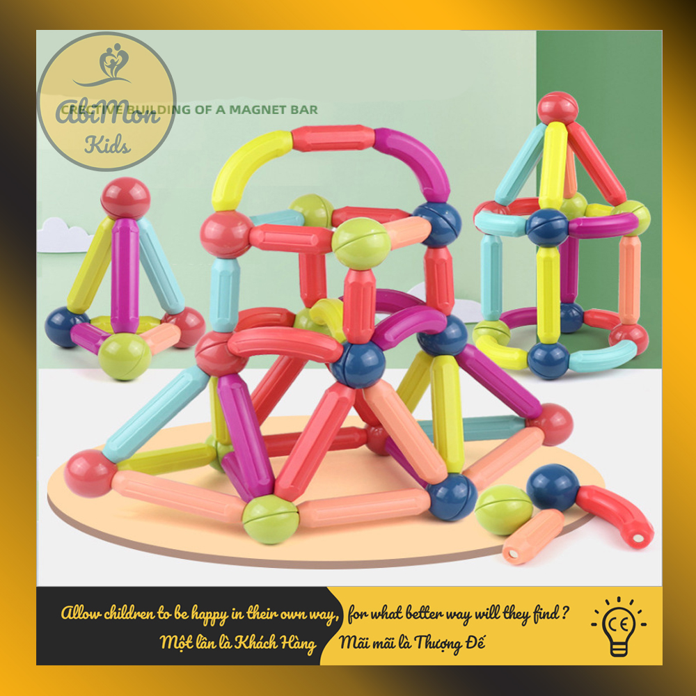 TẶNG QUÀ || Bộ Xếp Hình Nam Châm Cho Bé (36, 42, 64 chi tiết - mẫu mới) || Montessori cao cấp || Đồ chơi Gỗ - Giáo Dục - An toàn - Thông minh