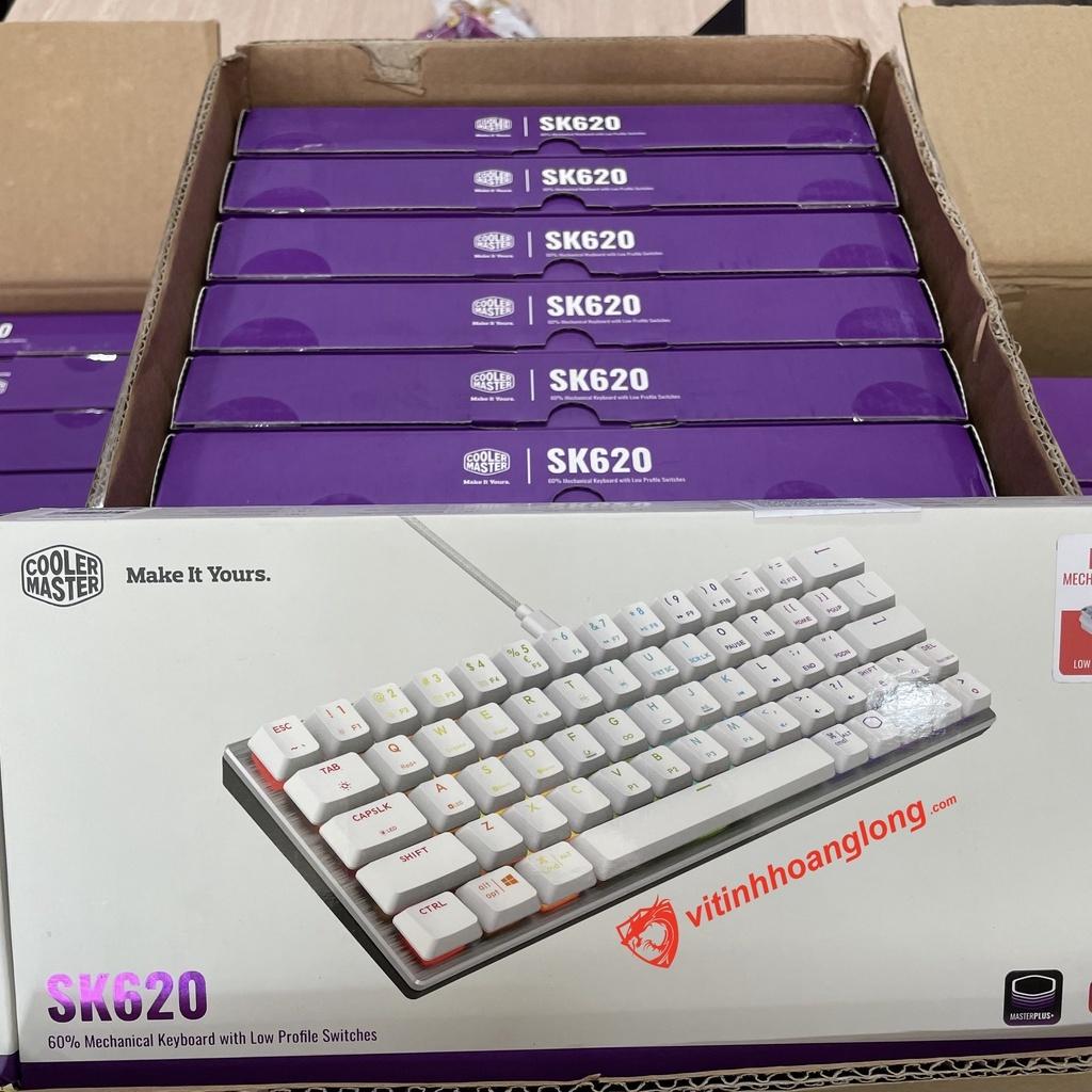 Bàn Phím Cơ Cooler Master SK620 Silver White Low Profile Red Switch RGB TKL (Trắng) - Hàng chính hãng