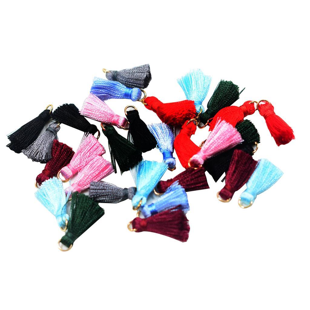 60 Pieces Silk Handmade Tiny Soft Tassels Mini Tassels,Colorful Tassels, Earring Tassels Assorted Colors 23mm