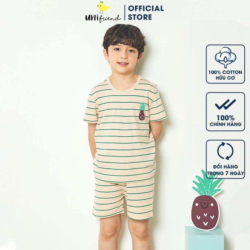 Bộ đồ ngắn tay mặc nhà cotton mịn cho bé trai U3009 - Unifriend Hàn Quốc, Cotton Organic