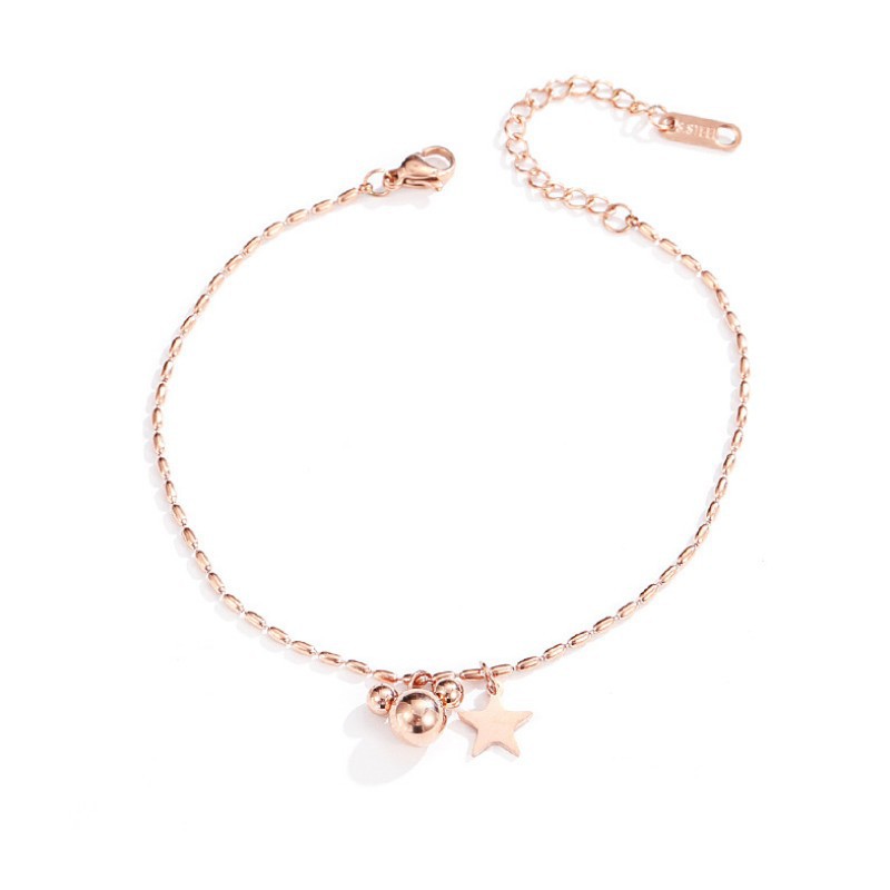 Lắc Chân Mickey Và Ngôi Sao Chất Liệu Thép Titan Ko Đen TT 3142