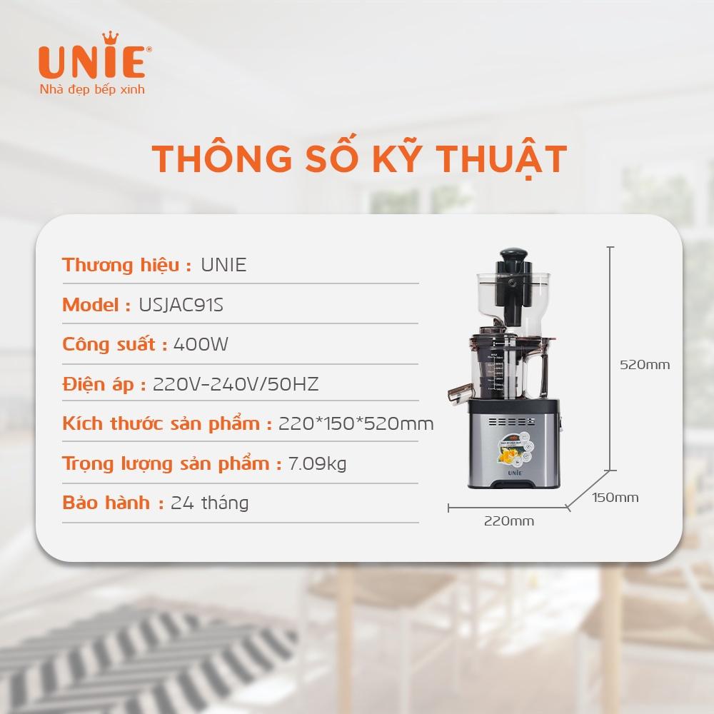 Máy ép chậm thông minh UNIE USJAC91S- Công nghệ cao cấp, hoạt động êm ái,ống tiếp nhiên liệu lớn,Bảo hành 2 năm- hàng chính hãng