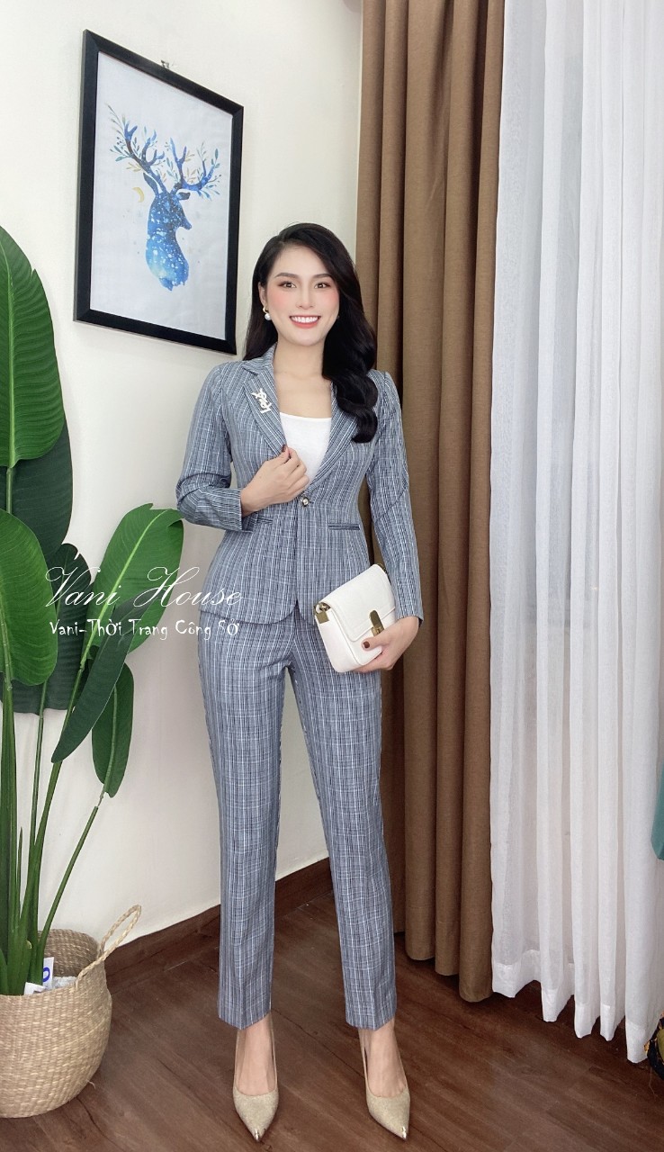 Set Bộ Vest Sọc Nữ Cao Cấp