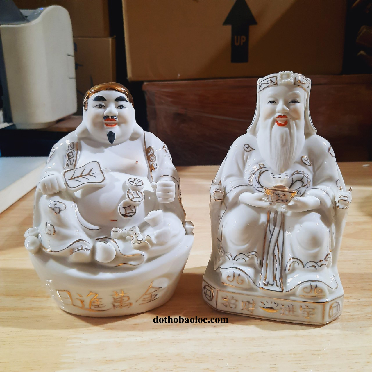 Cặp tượng thần tài ông địa sứ trắng 6 inch