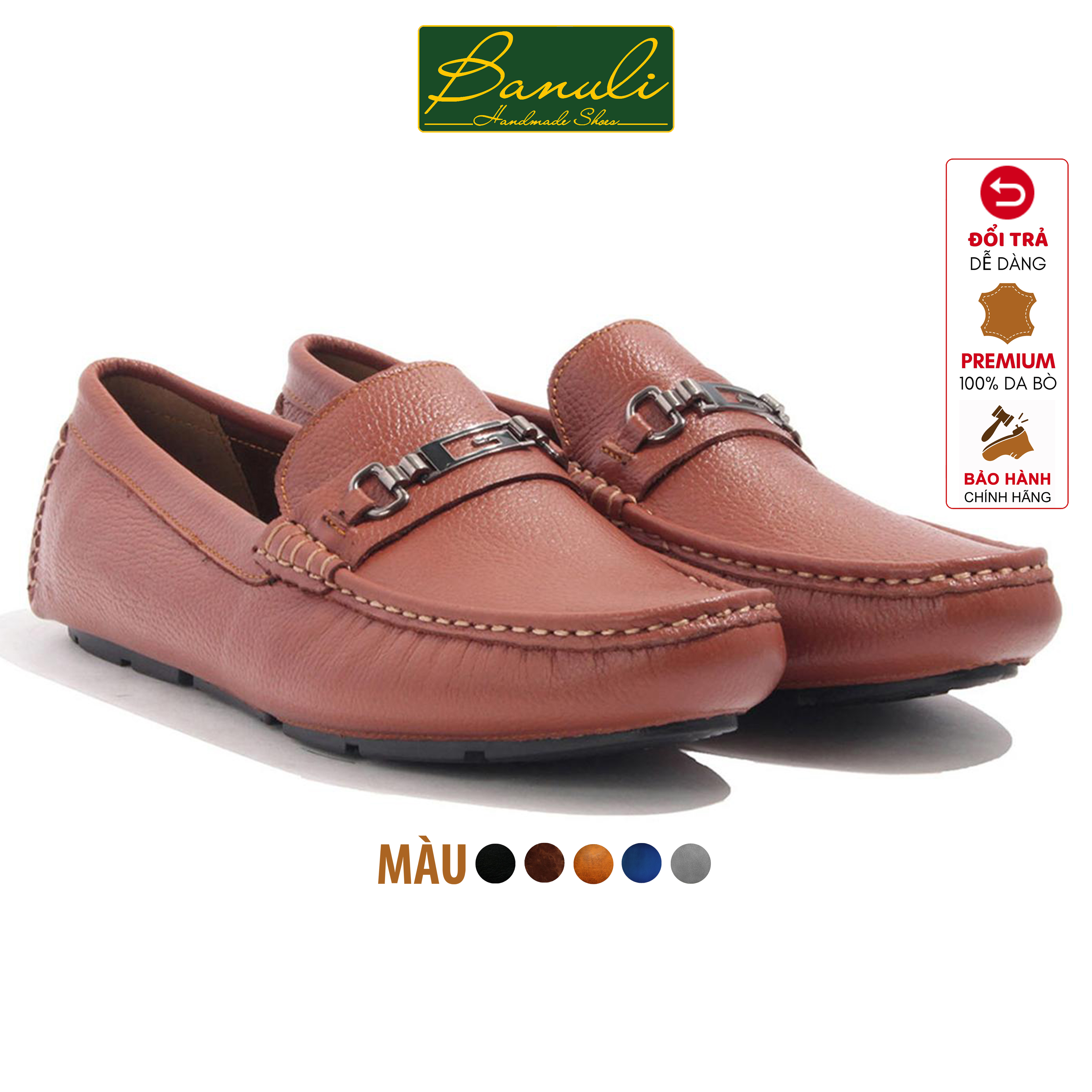 Giày Lười Nam Banuli Nappa Cow Leather Shoes - Moccasin Loafers C4ML2 (Da Bò Nappa Mềm Dẻo, Đế Siêu Nhẹ, Chống Trượt, Bảo Hành Trọn Đời)