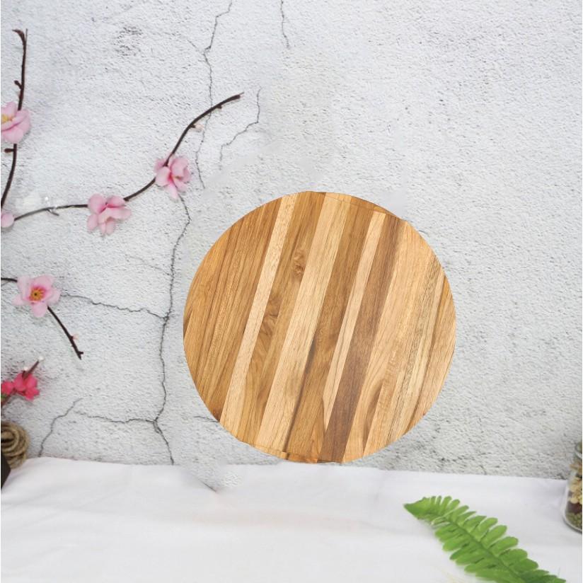 Thớt gỗ teak hình tròn có viền cầm R- 27 cm giá rẻ - Wood Cutting Boards Hàng Xuất Khẩu Châu Âu