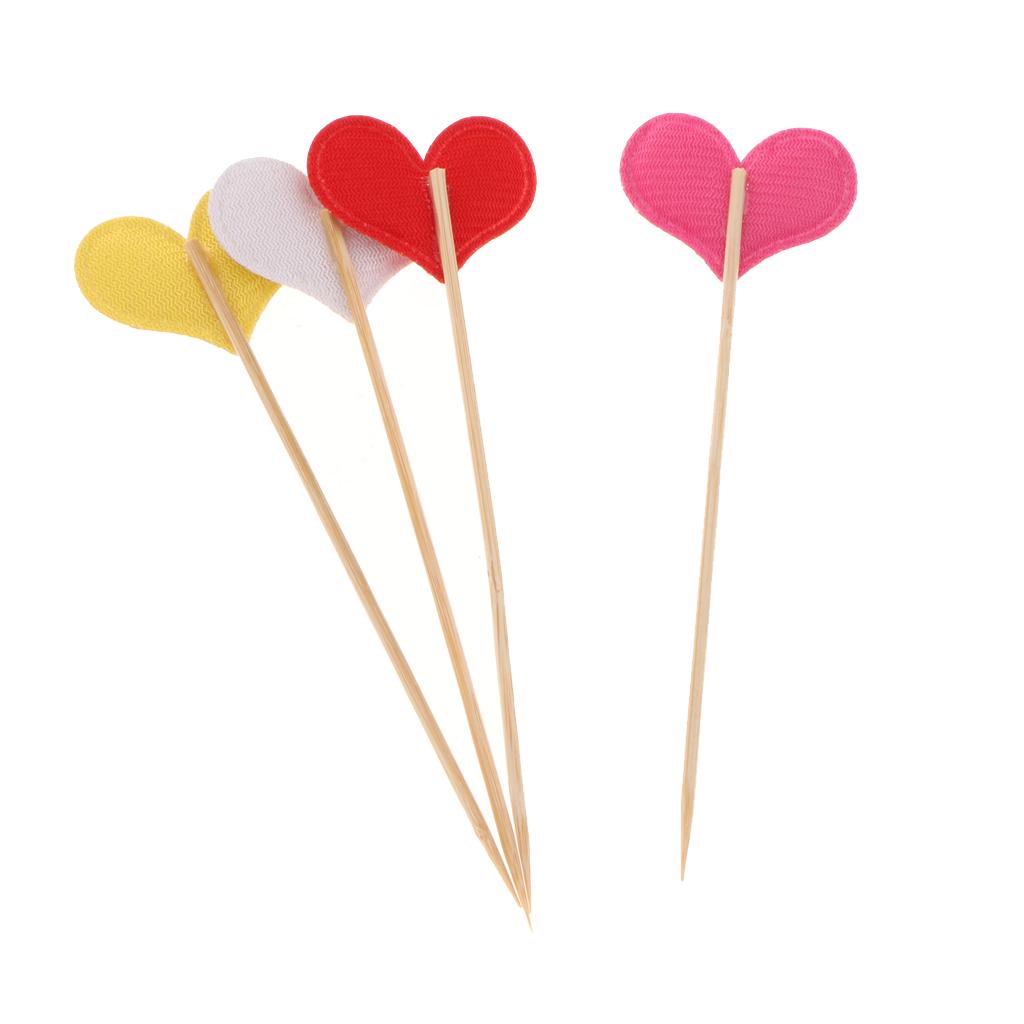 20 Pieces Toothpick Leather Heart Cupcake Picks Birthday Topper