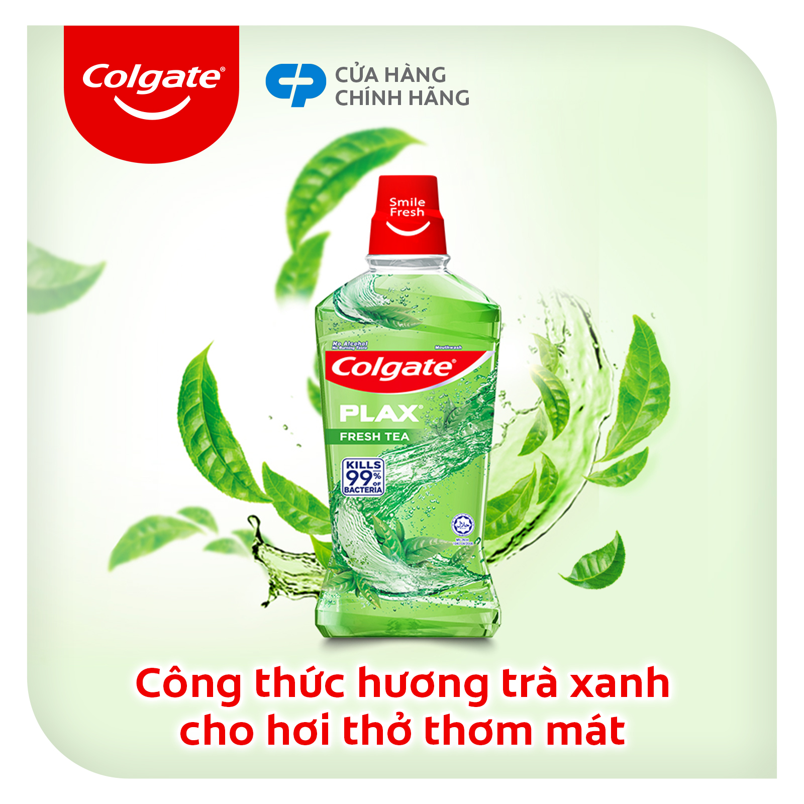 Bộ đôi Nước súc miệng Colgate diệt 99% vi khuẩn Plax trà xanh 500ml/chai