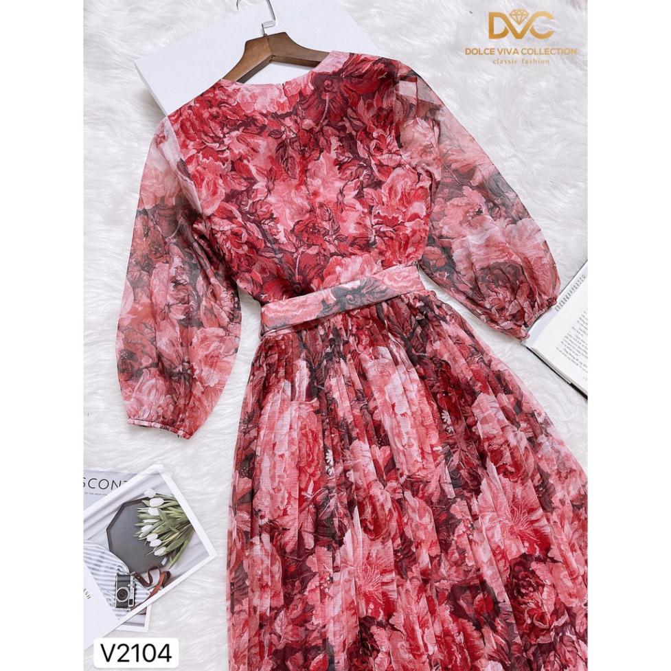 Đẹp Shop DVC Váy xòe hoa chân dập li V2104 - Kèm video và ảnh trải sàn