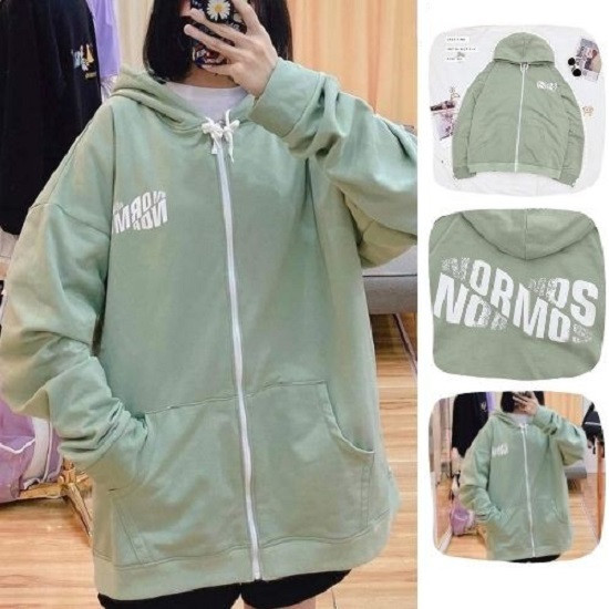 Áo Khoác Hoodie Chống Rét dành cho nam cho nữ in hình Normos, Form Rộng có dAây kéo có 2 Màu Kiểu Unisex
