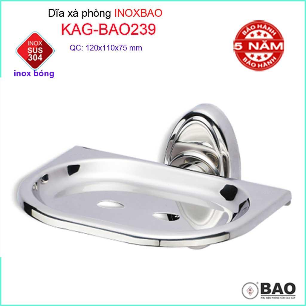 Dĩa đựng xà bông Inox Bảo KAG-BAO239, kệ xà phòng cục SUS304 báng bóng dễ vệ sinh thiết kế đẹp tiện dụng