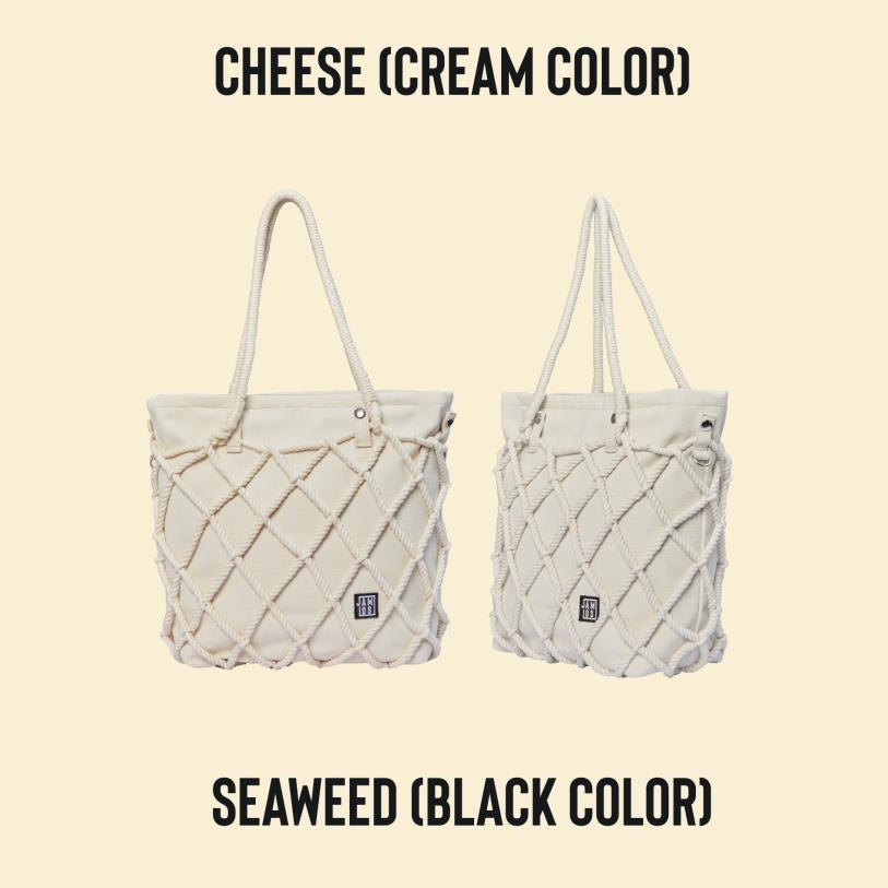 Túi tote thời trang vải canvas phối dây macrame thủ công PASTA TOTE JAMLOS