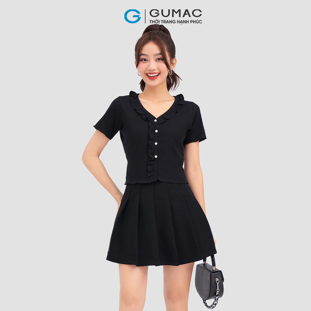 Áo thun GUMAC ATC11046 kiểu phối bèo nữ tính