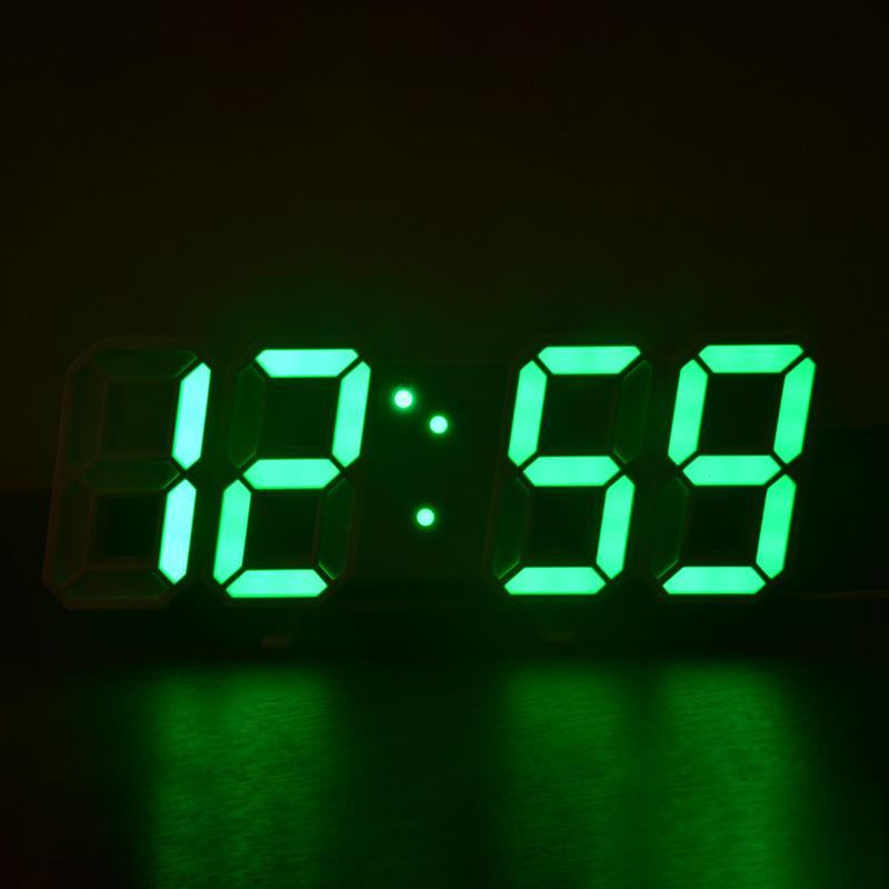 [ Hàng chính hãƞg ]Đồng hồ LED 3D treo tường, để bàn thông minh Smart Clock đồng - khung trắng đèn đỏ