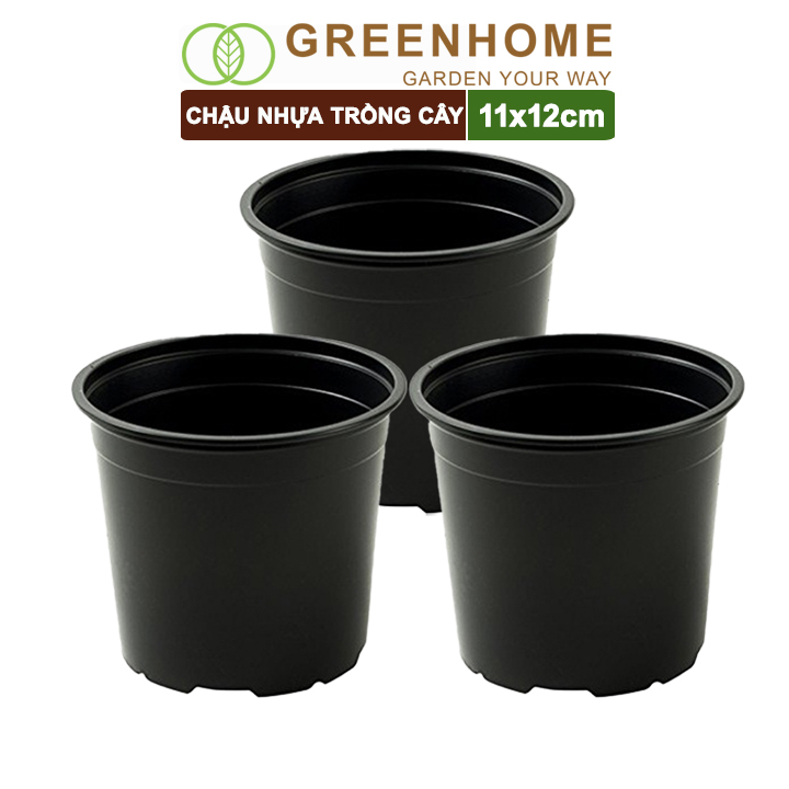 Bộ 3 Chậu nhựa trồng cây, nhiều kích thước, thoát nước tốt, đa dạng kích thước trồng cây, hoa, kiểng lá |Greenhome