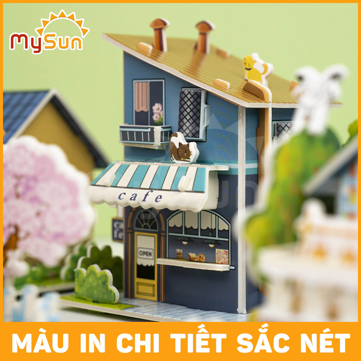 Xếp hình ngôi nhà lâu đài bằng giấy bộ lắp ráp ghép mô hình đồ chơi 3d cho bé 2 3 4 5 tuổi MySun