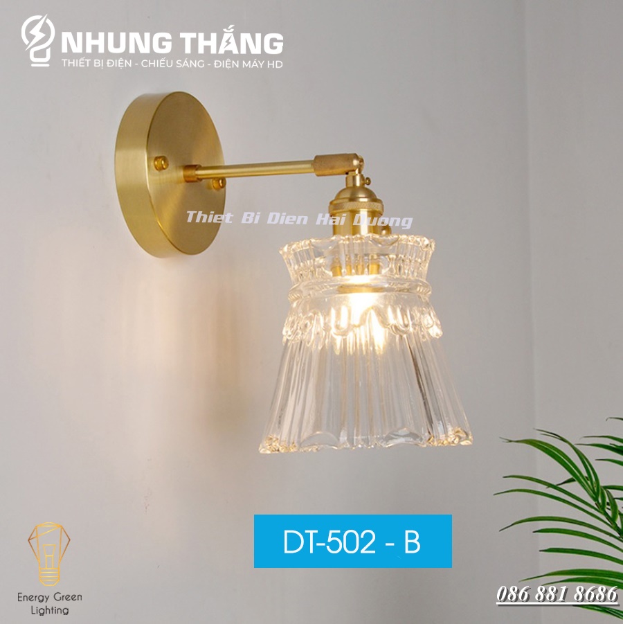 Nhiều Mẫu - Đèn Trang Trí Gắn Tường Decor DT-502 - Chao Thủy Tinh - Tô Điểm Thêm Vẻ Đẹp Cho Ngôi Nhà - Kèm Bóng 3 Chế Độ