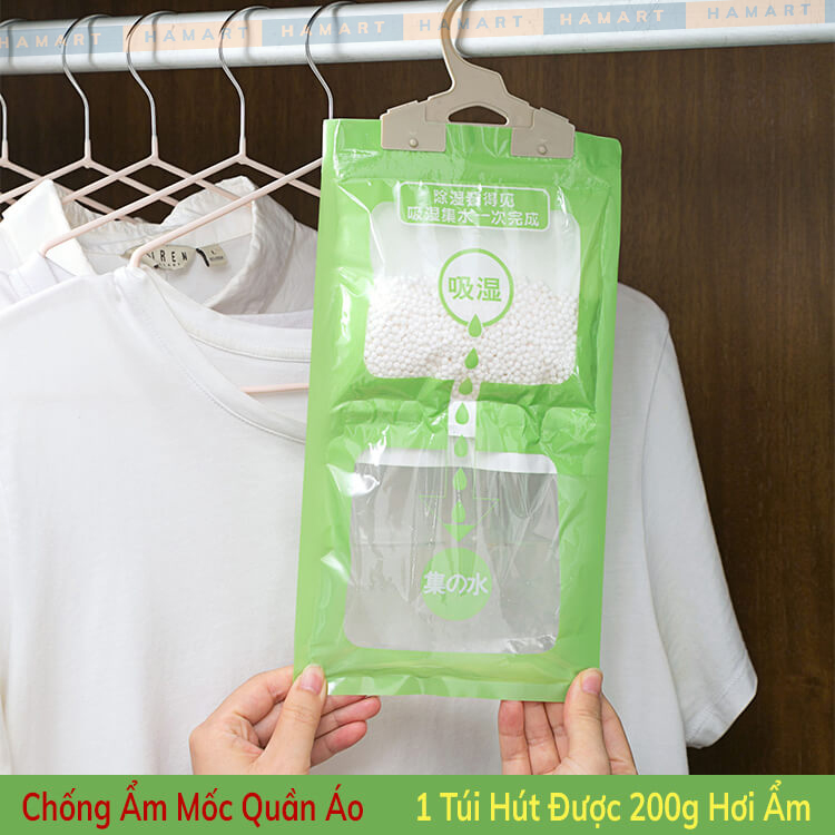 Túi Hút Ẩm Lớn Có Móc Treo Tủ Quần Áo 120g 2 Ngăn Chống Ẩm Mốc Hiệu Quả Tiện Lợi