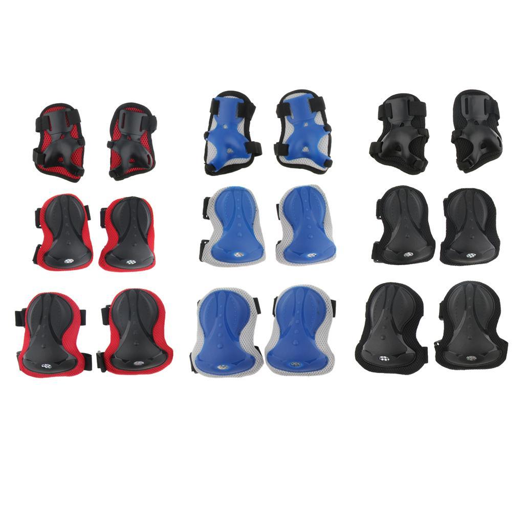 6 Pcs Unisex Adult Roller Skating Adjustable Knee Wrist Guard Elbow Pad Safety Protect Gear