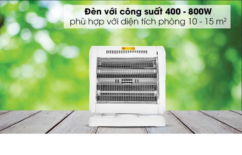 Đèn Sưởi Điện 2 Bóng Halogen 800W Xoay 90 Độ - Hàng Chính Hãng