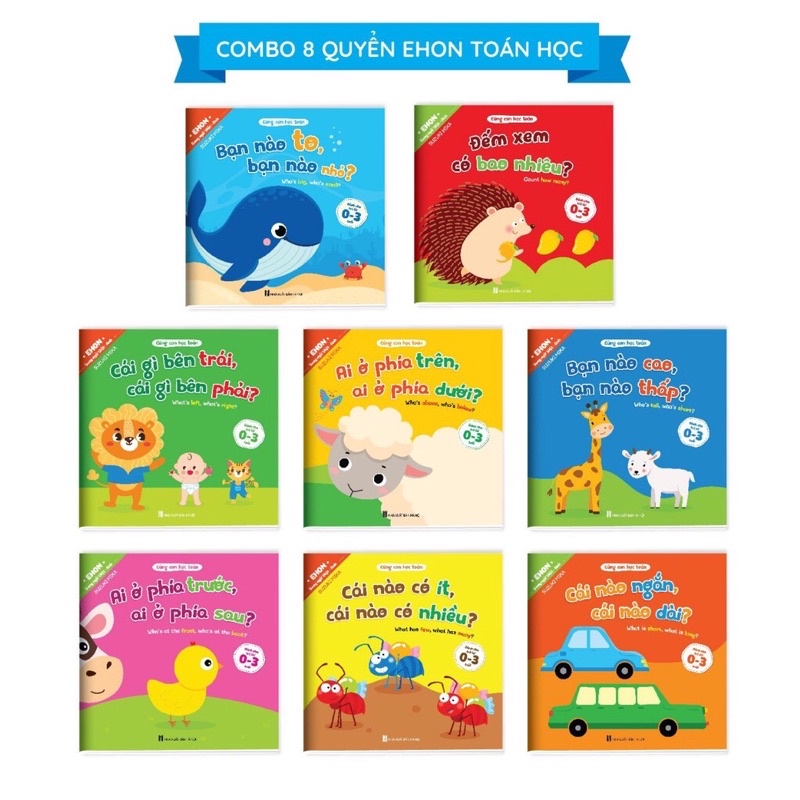 Bộ Ehon Toán Học Đầu Đời Cùng Con Học Toán - Song Ngữ Việt Anh Cho Bé 0-3 Tuổi (8 cuốn)