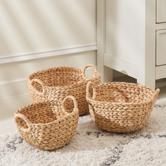 Giỏ lục bình đựng sách báo quần áo URSPACE sắp xếp không gian trang trí decor/ ROUND HYACINTH STORAGE BASKET