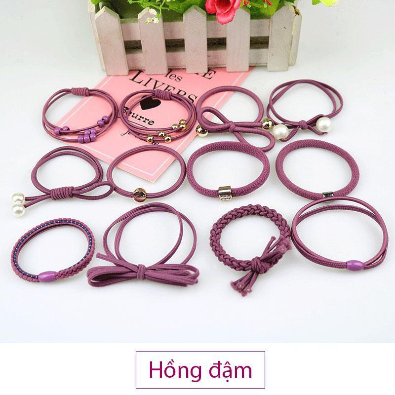 Dây Buộc Tóc - Hộp 12 dây Buộc Tóc kute - Nhiều Chi Tiết - HUSO