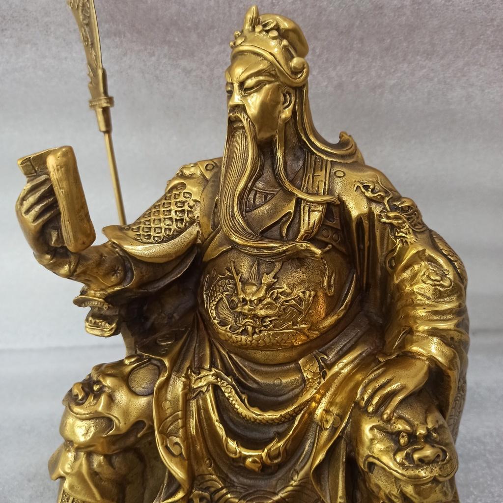Tượng Quan Công Đọc Sách Bằng Đồng Bày Bàn hóa sát tiểu nhân, Tượng Quan Vân Trường,Nhị Ca bằng đồng