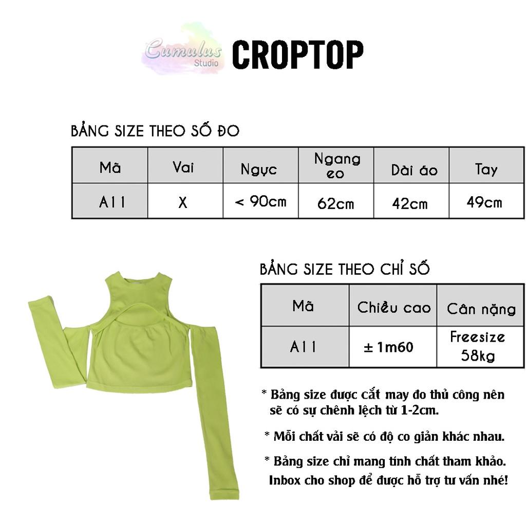 Áo croptop dài tay cutout cá tính Cumulus chất thun gân A11