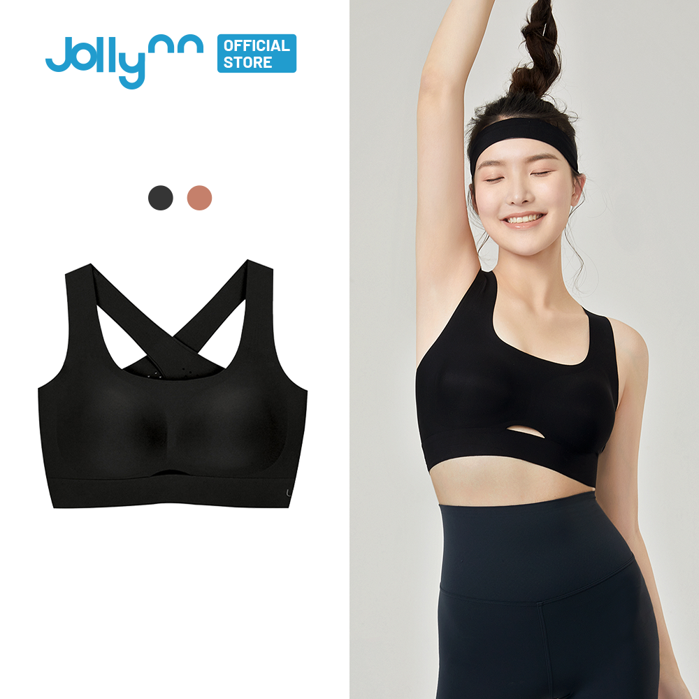 Áo ngực thể thao Jollynn Cheer X Sport Bra không gọng, dây xoắn X, vừa vặn, thông gió tốt, màu trơn