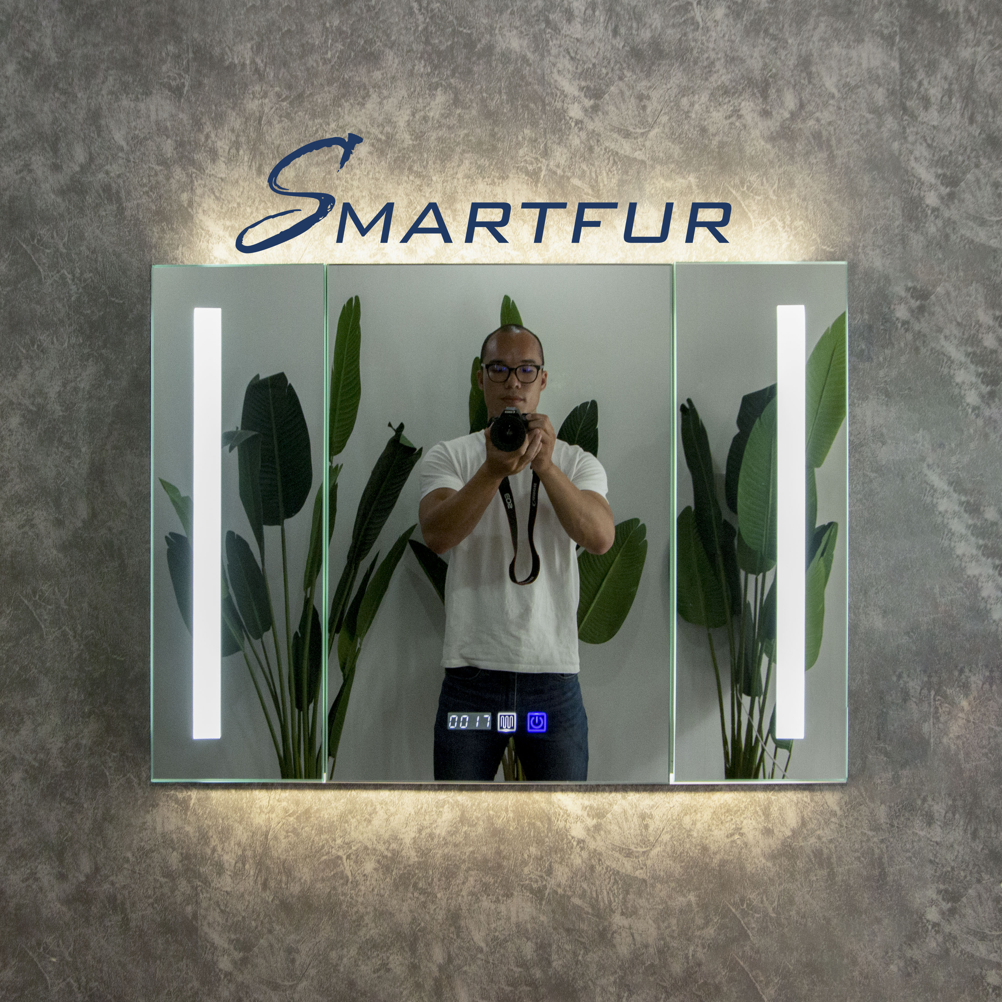 Tủ gương phòng tắm thông minh Smartfur nhựa cao cấp - đèn led và cảm biến nhiệt hiện đại KT SMF80B