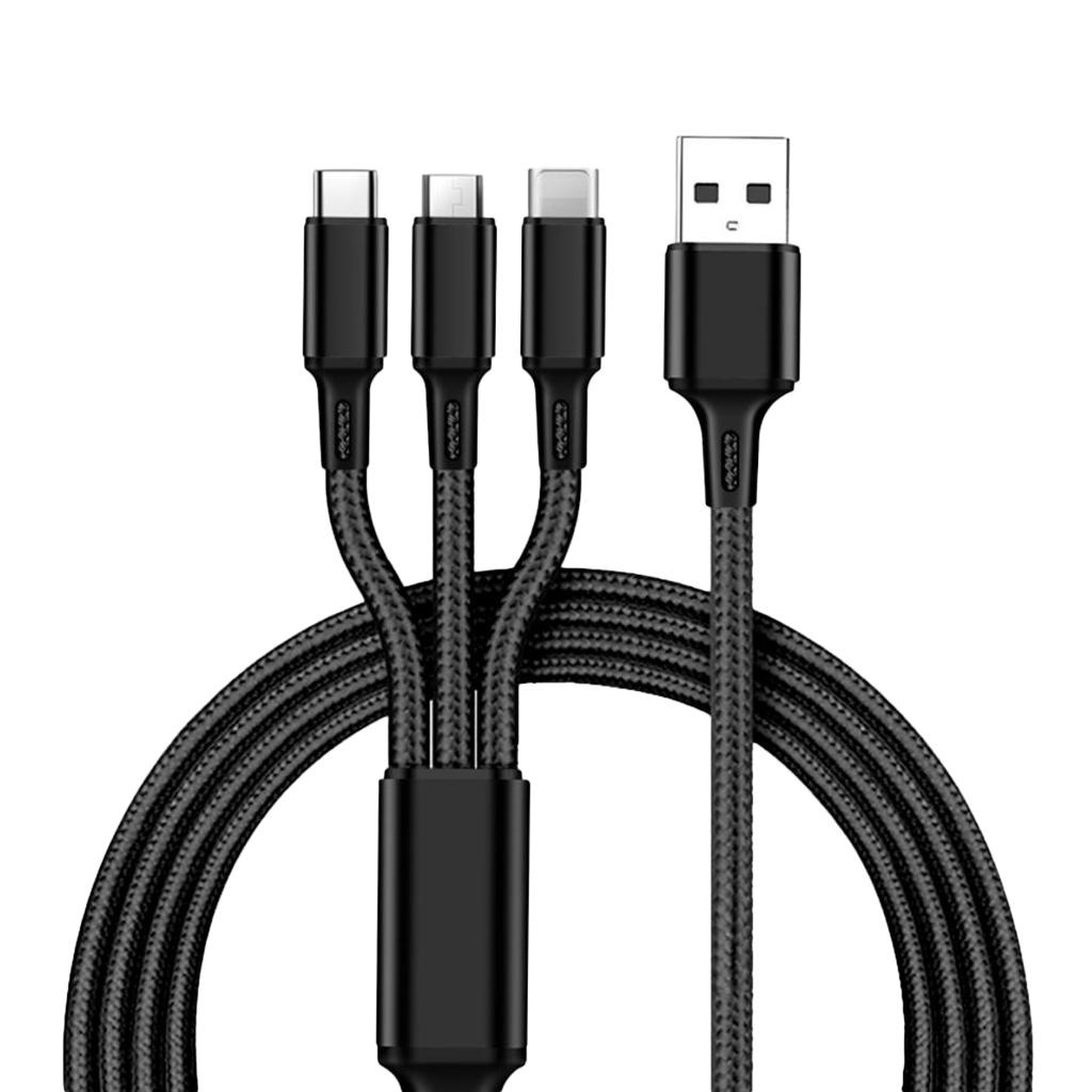 3 In 1 Multi USB Charging Cable For IPhone USB TYPE C Android Micro Cord