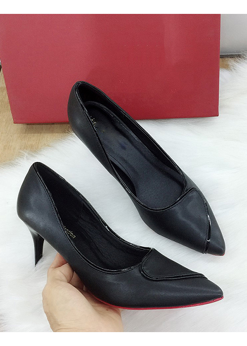Giày cao gót bít mũi phối họa tiết, cao 7cm êm chân MT103