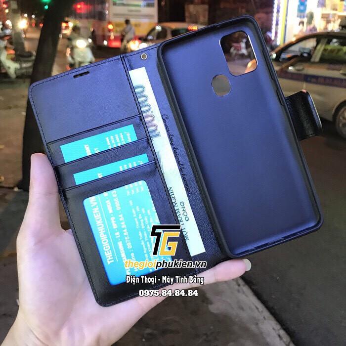 Bao da Samsung Galaxy A21s dạng ví hiệu hanman, kiểu sáng sang trọng tiện lợi