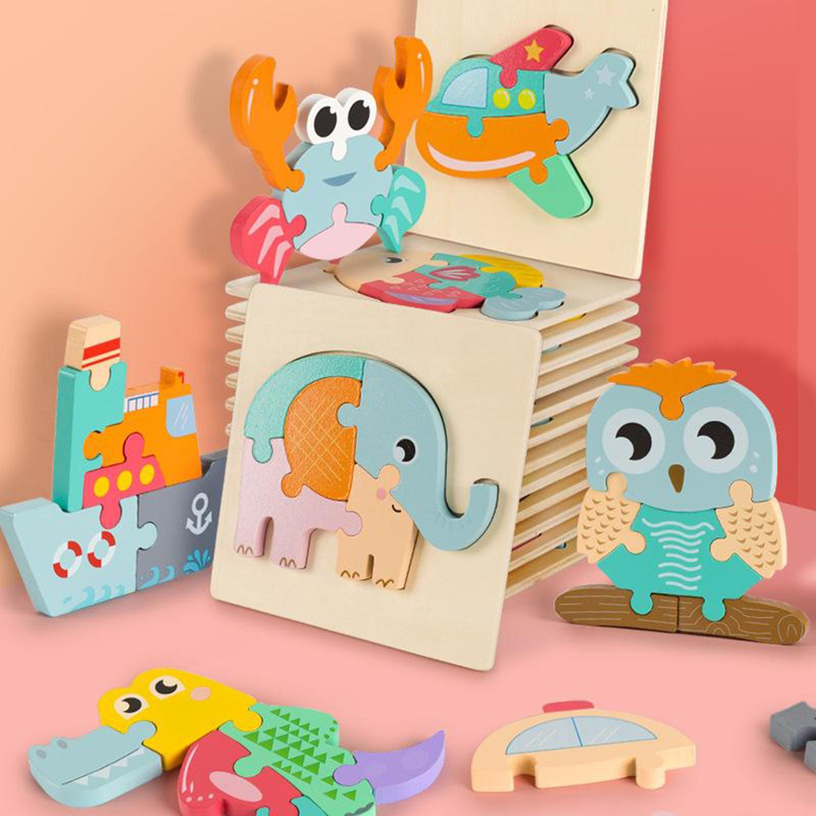 Wooden Toddler Puzzles Animal Montessori Educational for Kids 1 2 3 4 Years