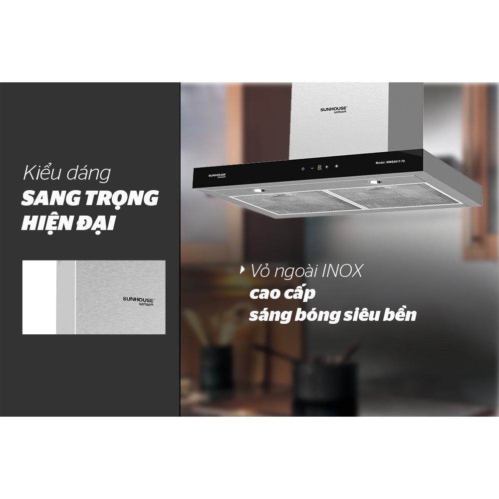 Máy hút mùi cao cấp Sunhouse Mama MMB6815-70, Công suất hút 1100m3/h, Có than hoạt tính, Hàng chính hãng - Bảo hành 18 tháng tại nhà