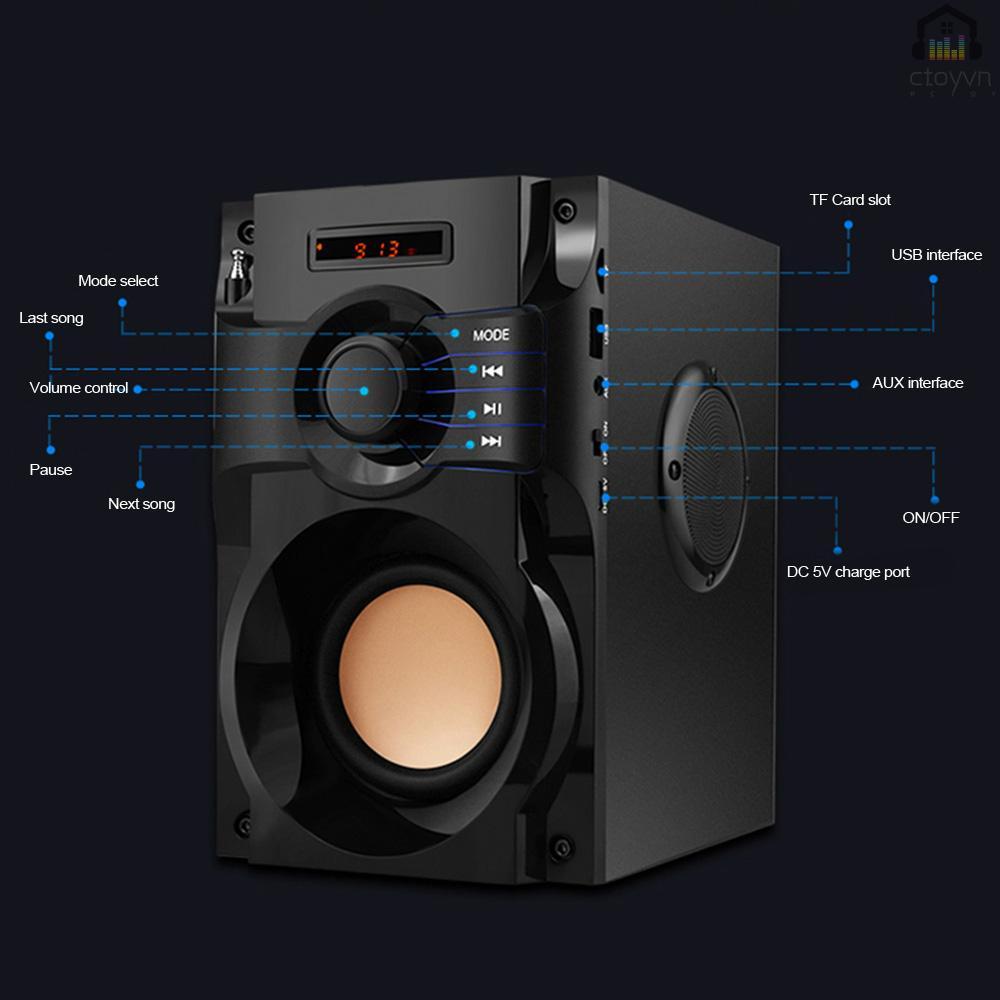Loa bluetooth không dây âm thanh siêu trầm hỗ trợ thẻ nhớ TF có màn hình LCD