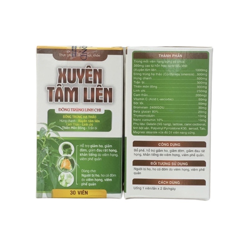 Viên uống Xuyên tâm liên Lisse , hộp 30 viên