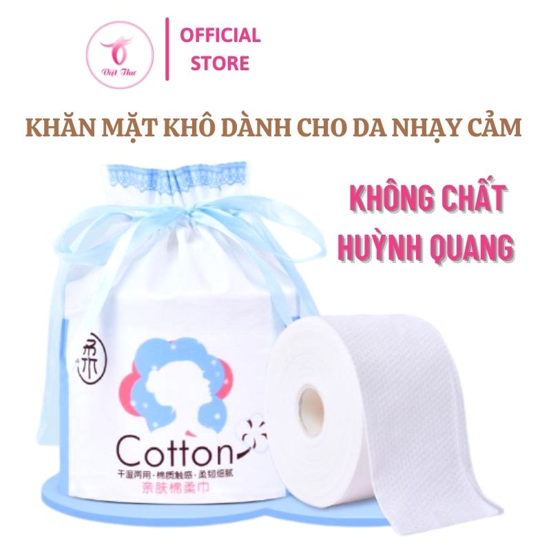 Khăn lau mặt dùng 1 lần Việt Thư, khăn mặt khô siêu mềm, siêu, siêu thấm, siêu dai, không chất huỳnh quang, bảo vệ da nhạy cảm, 20x20cm