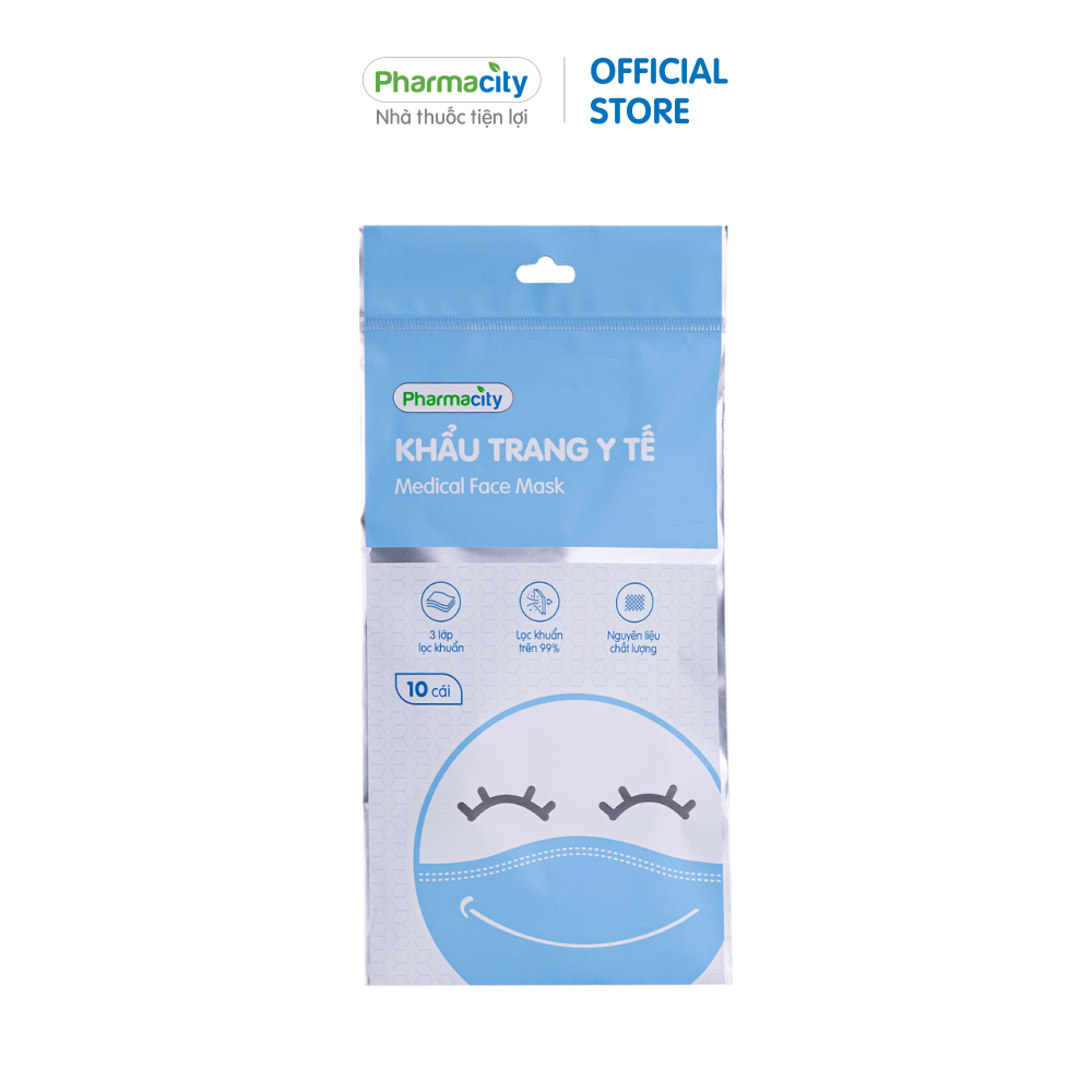 Khẩu trang y tế 3 lớp chất lượng cao Pharmacity lọc khuẩn trên 99%