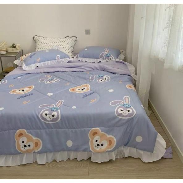 Bộ Chăn Ga Gối Cotton Đũi Bèo Chăn Chần Hè Cao Cấp Mẫu Mới 2021