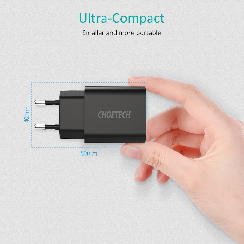 Cóc củ sạc nhanh 18W chuẩn PD 3.0 Type-C hiệu CHOETECH Q5004 cho điện thoại / máy tính bảng / Macbook iPhone Samsung Huawei Xiaomi Oppo Nokia Trang bị chip sạc thông minh - Hàng chính hãng