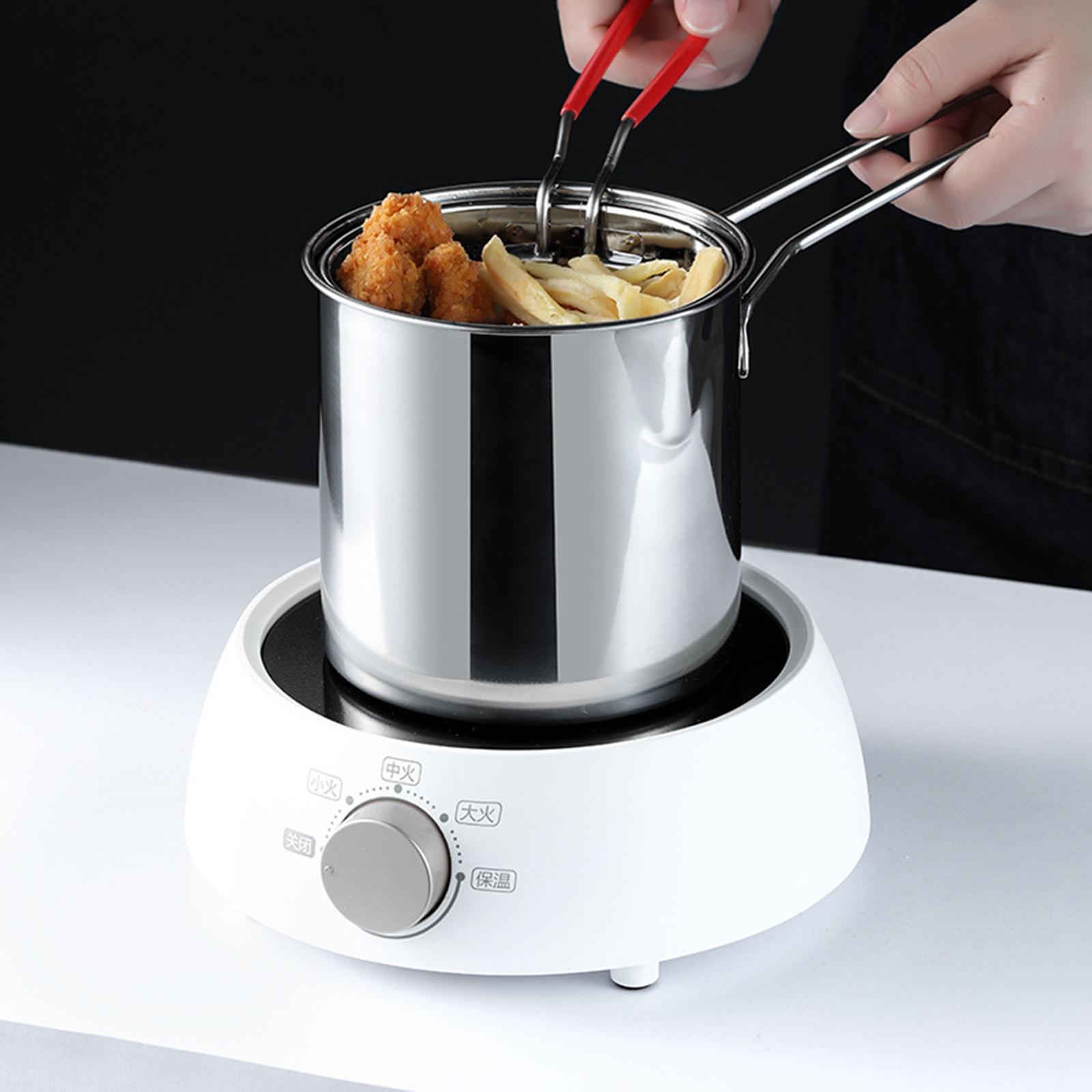 Mini Stainless Steel Deep Fry Pot with Strainer Basket Rustproof Frying Pan