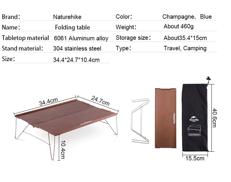 Bàn nhôm dã ngoại siêu gọn Naturehike NH17Z001-L