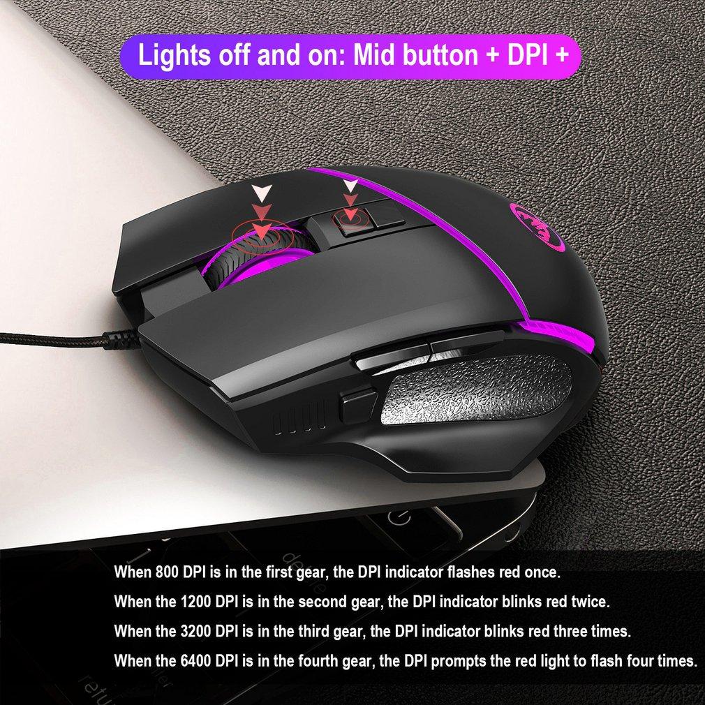 Chuột Chơi Game Có Thể Điều Chỉnh 6400DPI Cơ Chuột Chơi Game 7 Phím Đèn LED Có Dây USB Chuột Cho Máy Tính Laptop Chuyên Nghiệp