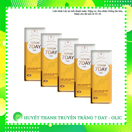 [CAM KẾT CHÍNH HÃNG] COMBO 5 lọ Serum 7 DAY OLIC (HUYẾT THANH TRUYỀN TRẮNG 7 DAY) giúp TRẮNG DA, NÂNG CƠ, TRẺ HÓA DA, trẻ hóa da từ 5~10 tuổi. (Tặng thêm 1 lọ serum và 1 sữa rữa mặt sữa chua cao cấp giúp sạch da, sáng da)